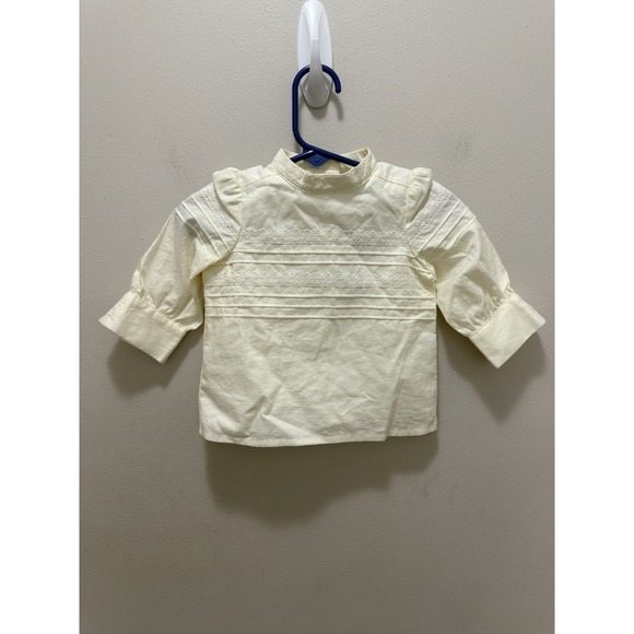 Janie and Jack Baby Girl Cream Lace Pintuck Long Sleeve Top Size 3-6 Months NWT - Picture 1 of 6